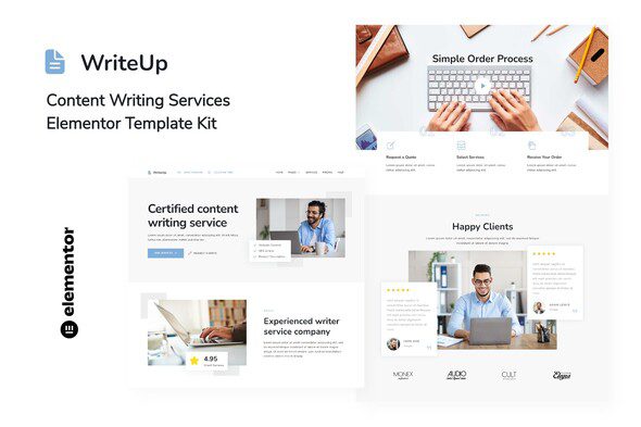 WriteUp – Content Writing Services Elementor Template Kit