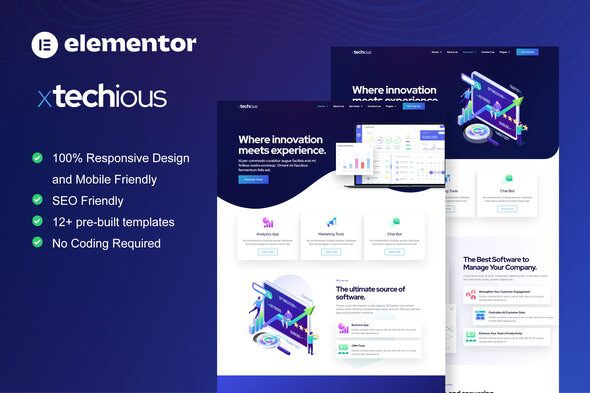 Xtechious – Saas and Digital Tech Company Elementor Template Kit