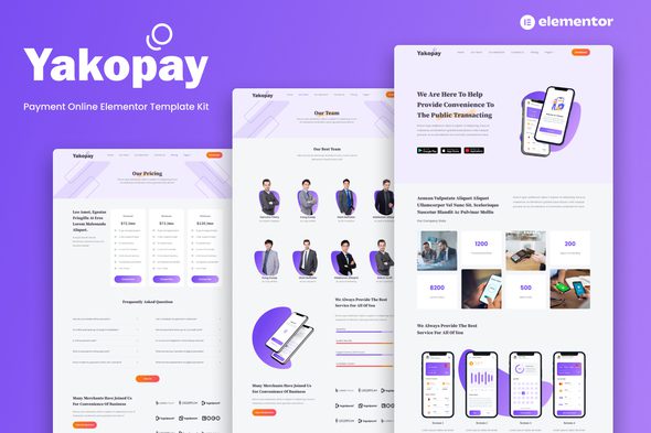 Yakopay – Online Payment App Elementor Template Kit