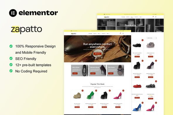Zapatto – Shoes Store WooCommerce Elementor Template Kit