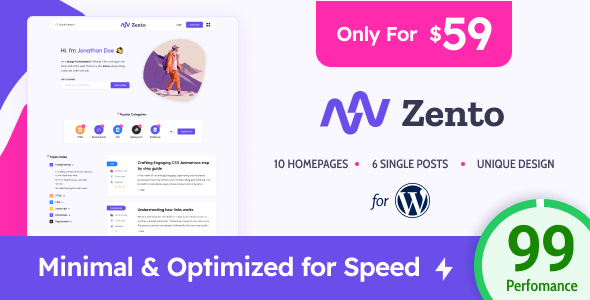 Zento – Modern and Lightweight Blog for WordPress