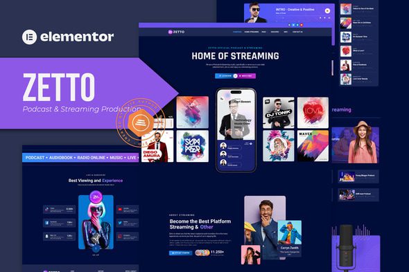 Zetto – Podcast and Streaming Production Elementor Template Kit