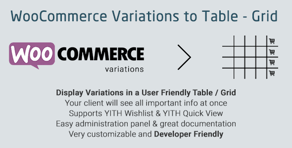 WooCommerce Variations to Table – Grid