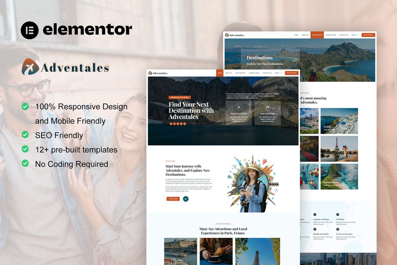 Adventales – Modern Travel Blog Elementor Template Kit