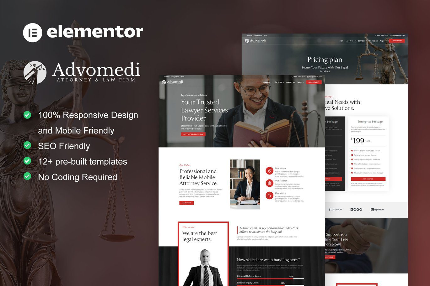 Advomedi – Attorney and Law Firm Elementor Template Kit
