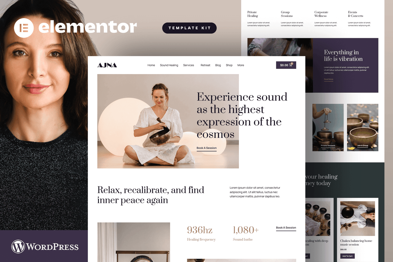Ajna – Sound Healing and Music Therapy Elementor Pro Template Kit