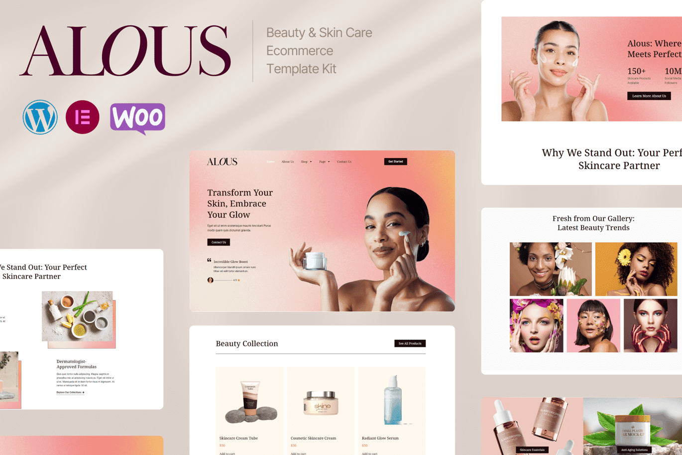 Alous – Beauty and Skin Care Ecommerce Elementor Pro Template Kit