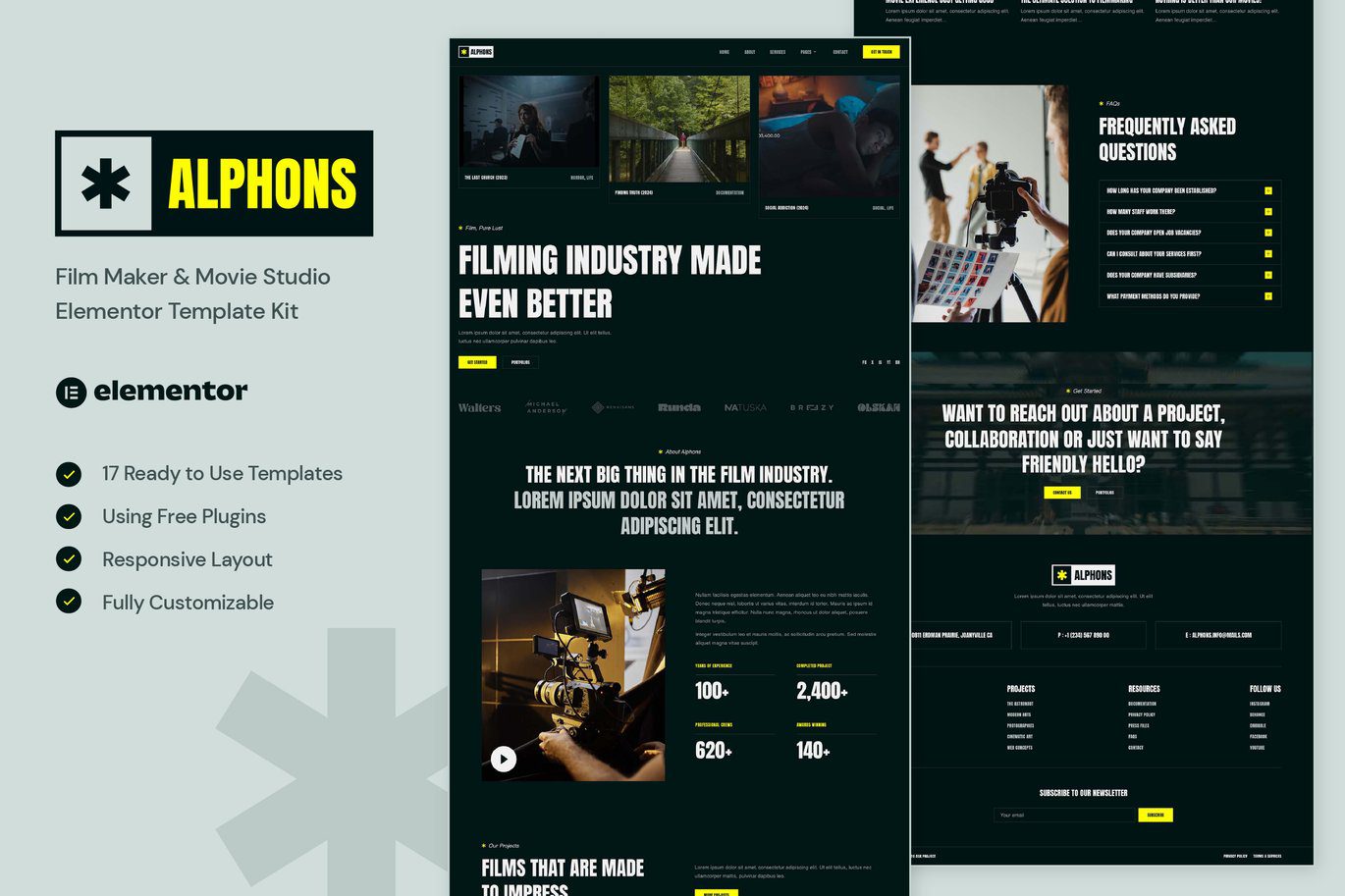 Alphons – Film Maker and Movie Studio Elementor Template Kit
