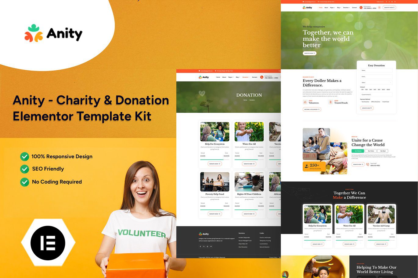 Anity – Charity and Donation Elementor Template Kit