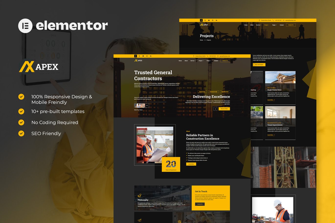 Apex – Construction Elementor Template Kit