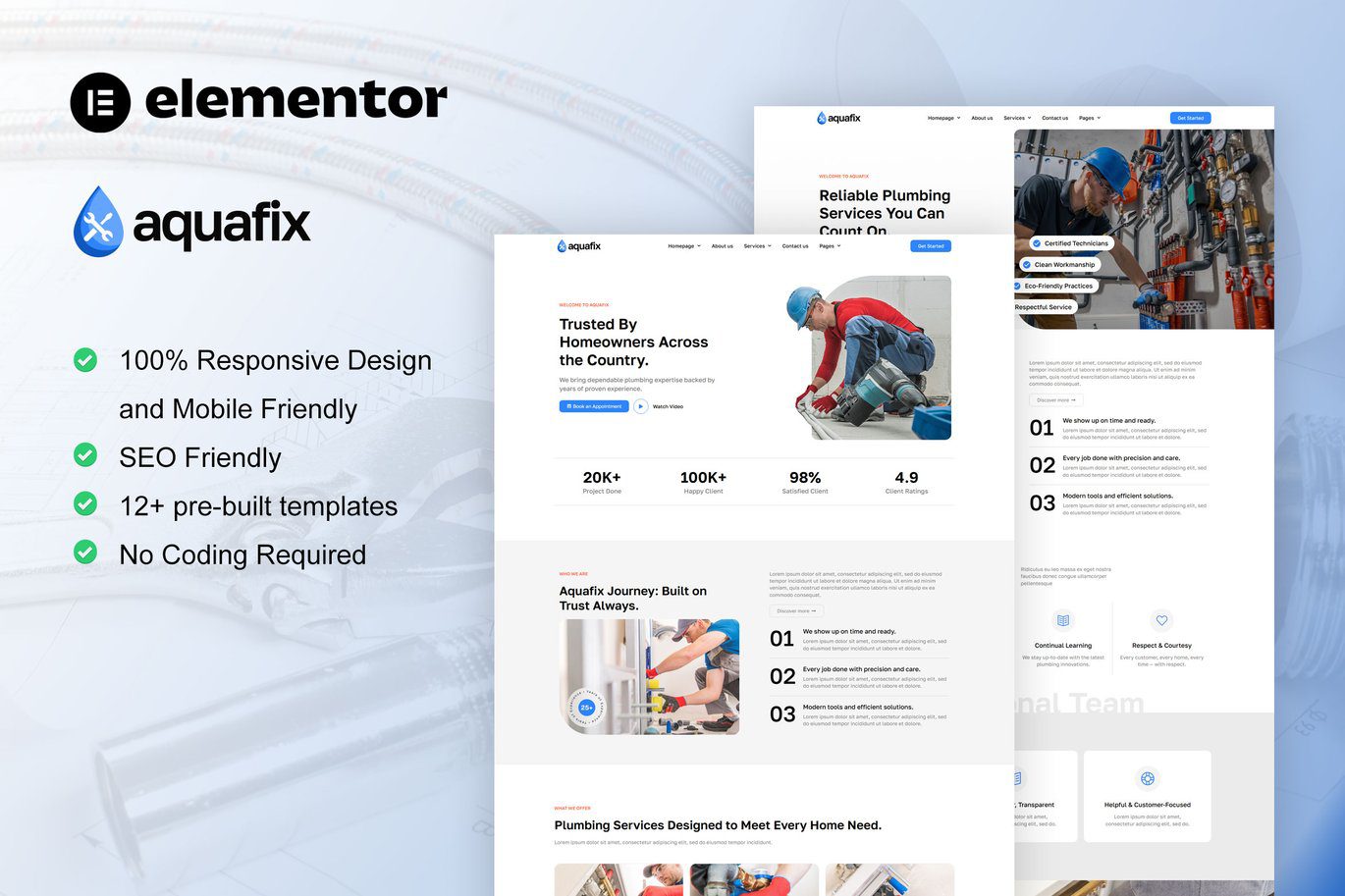 Aquafix – Plumber and Repair Service Elementor Template Kit