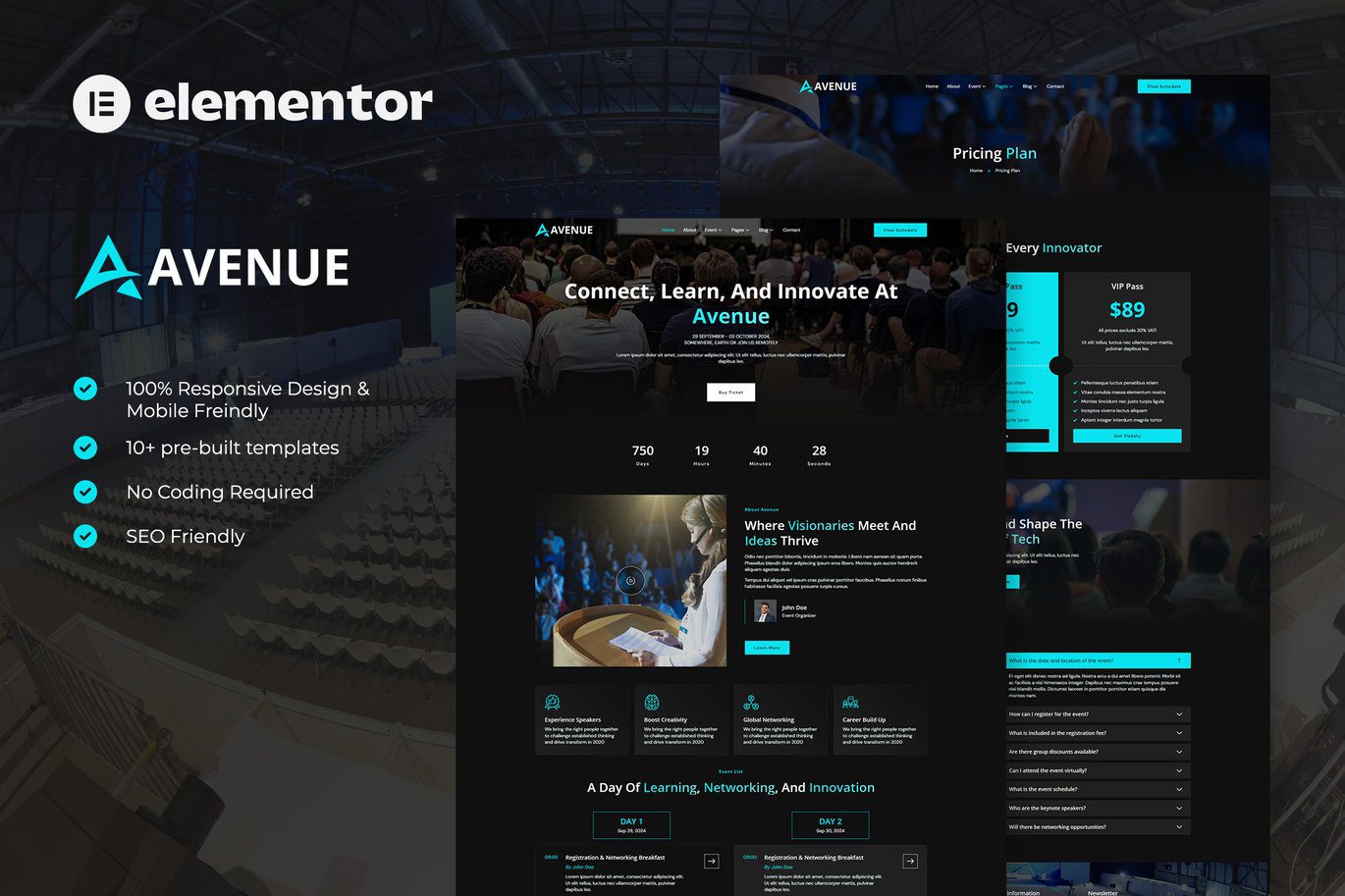 Avenue – Event and Conference Elementor Template Kit