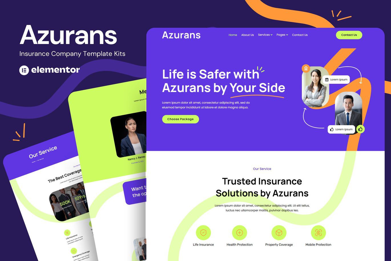 Azurans – Insurance Company Elementor Template Kit