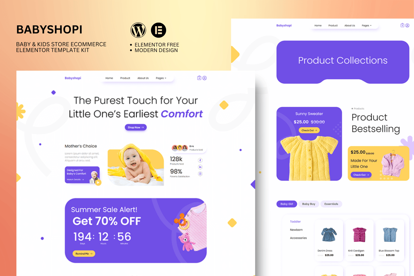 Babyshopi – Kids Store and Baby Shop Elementor Template Kit