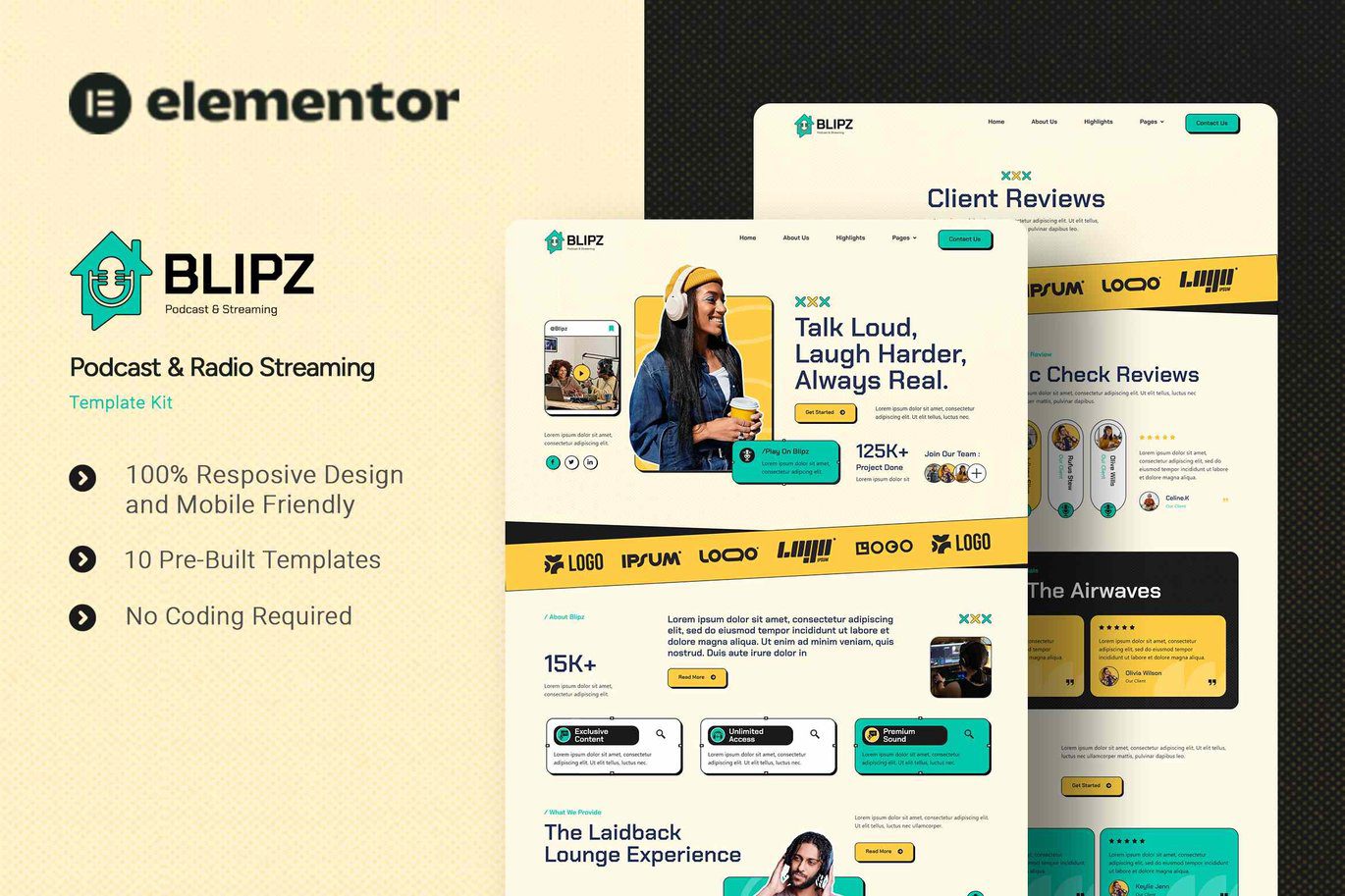 Blipz – Podcast and Radio Streaming Elementor Template Kit