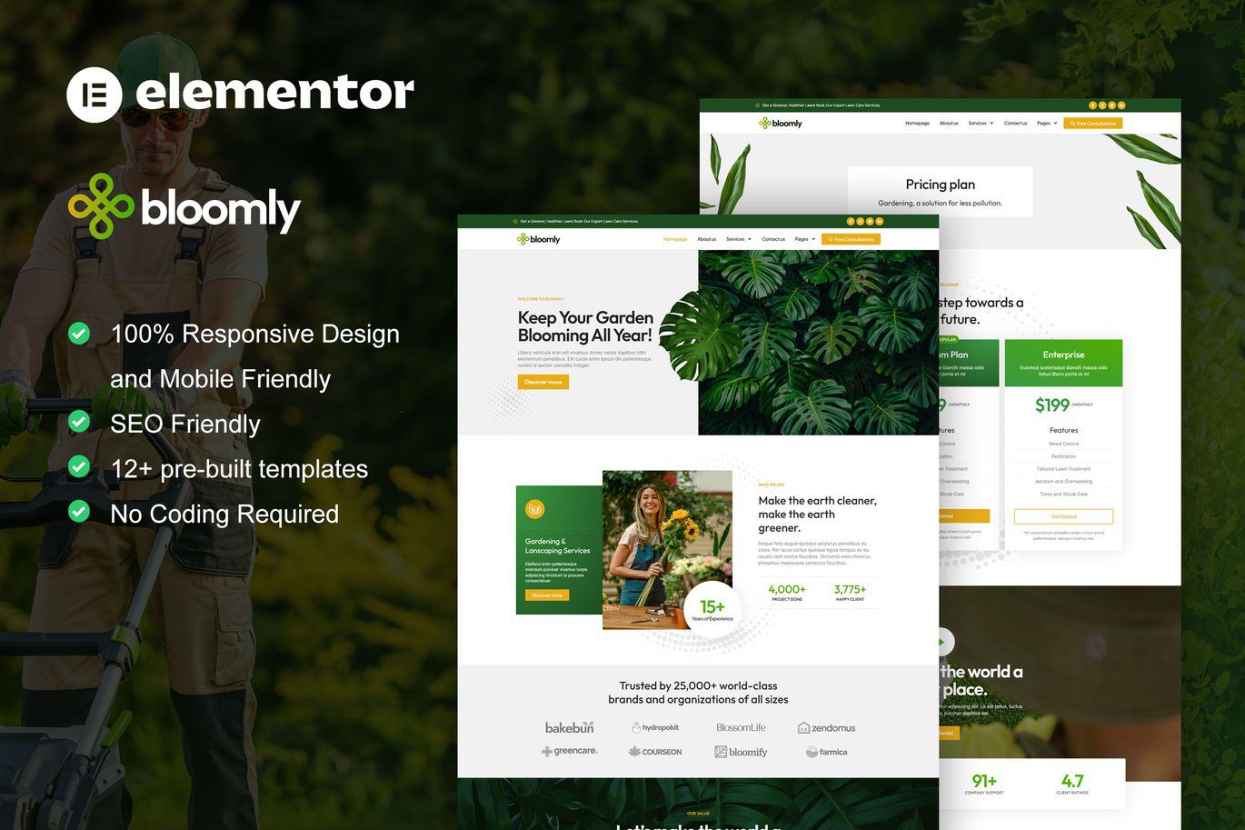 Bloomly – Landscape and Gardening Service Elementor Pro Template Kit