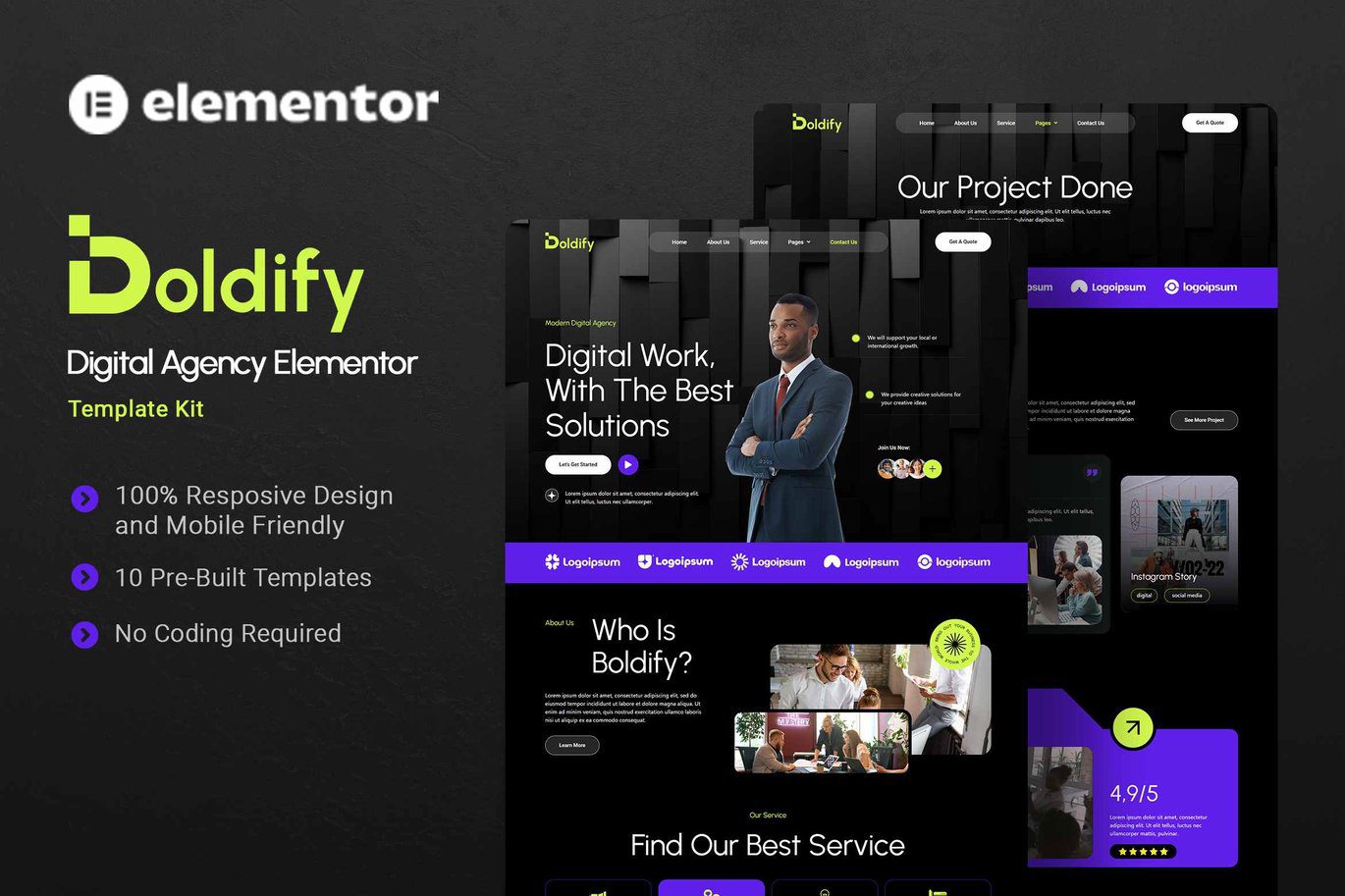 Boldify – Digital Agency Elementor Template Kit