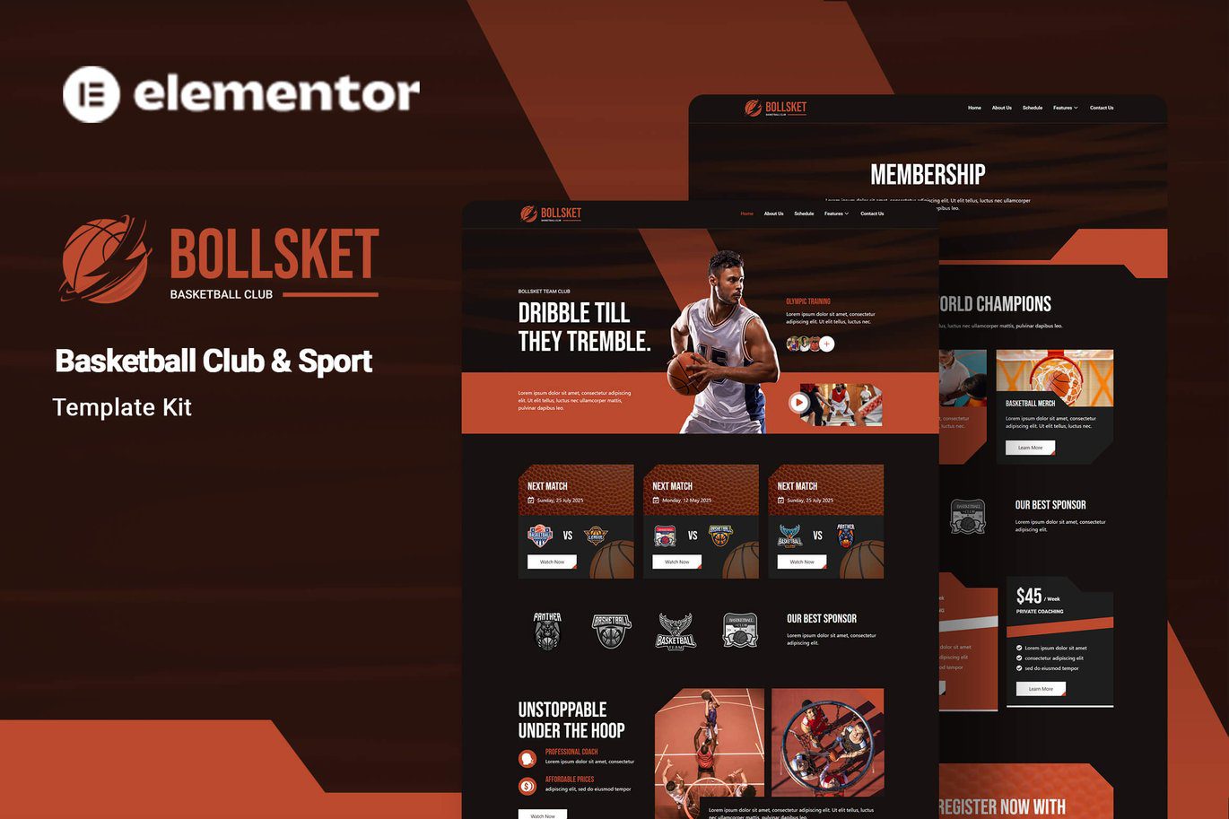 Bollsket – Basketball Club and Sport Elementor Template Kit