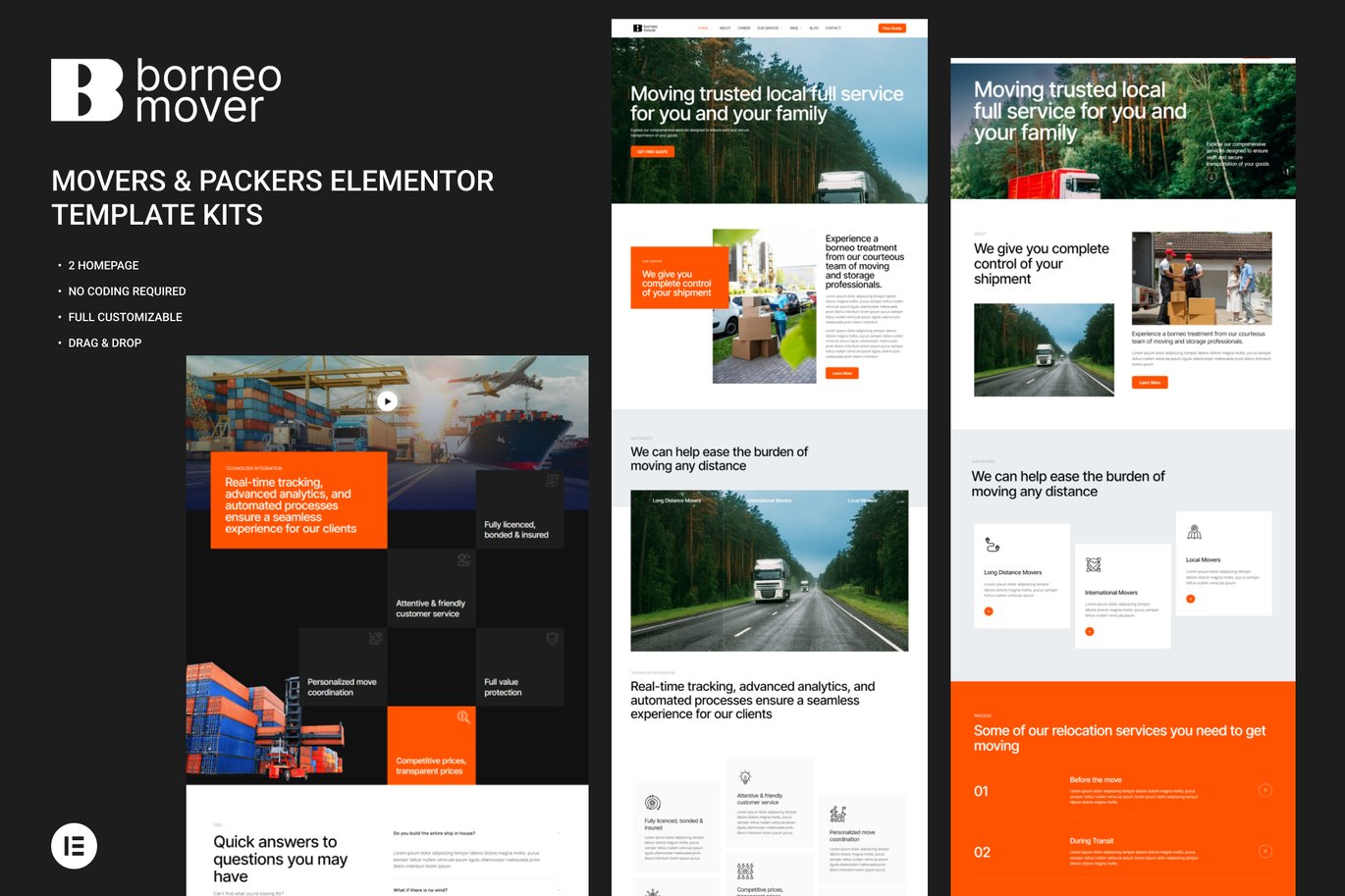 Borneo – Movers and Packers Elementor Pro Template Kit