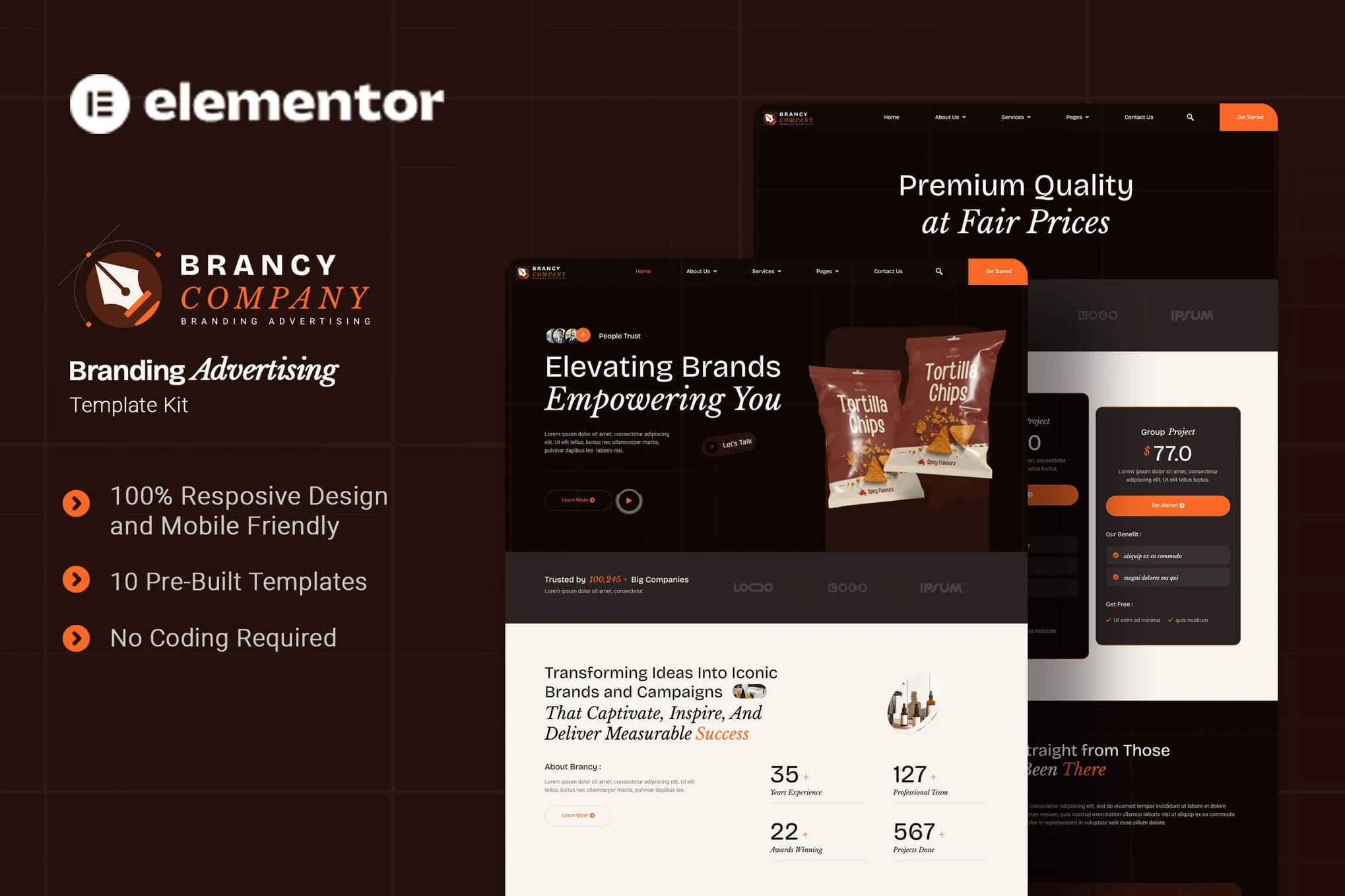Brancy – Branding Advertising Elementor Template Kit