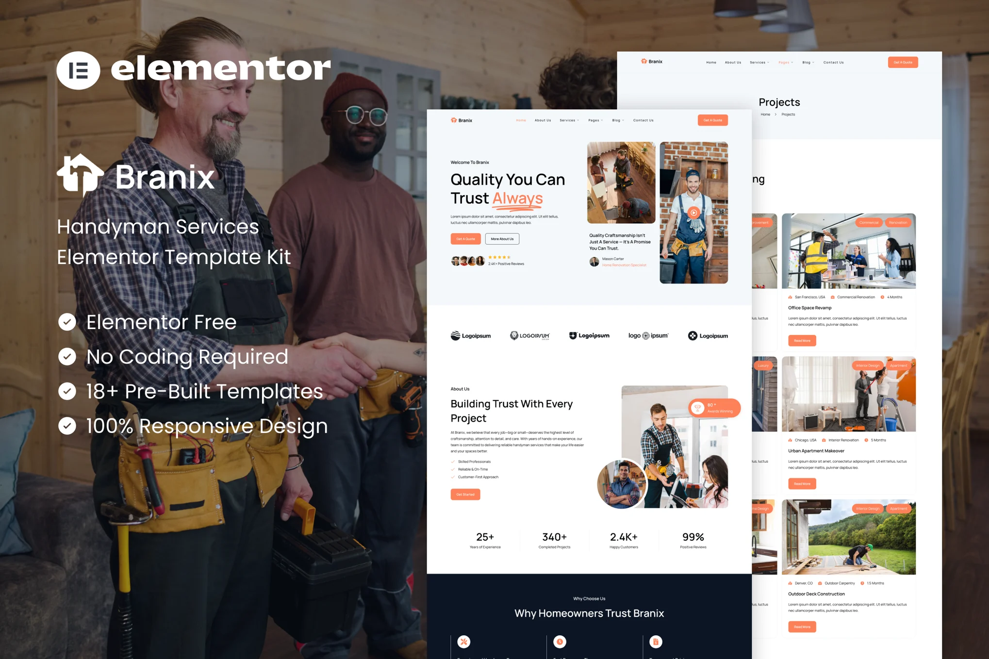 Branix – Handyman Services Elementor Template Kit