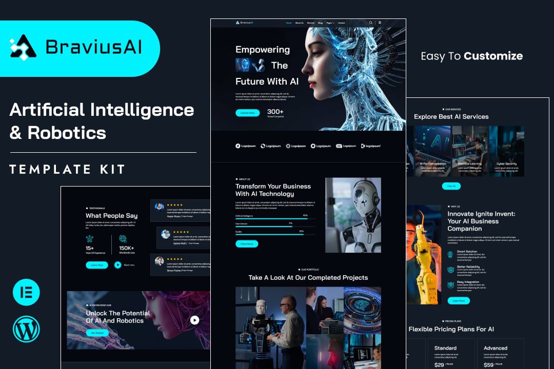 BraviusAI – AI and Robotics Elementor Template Kit