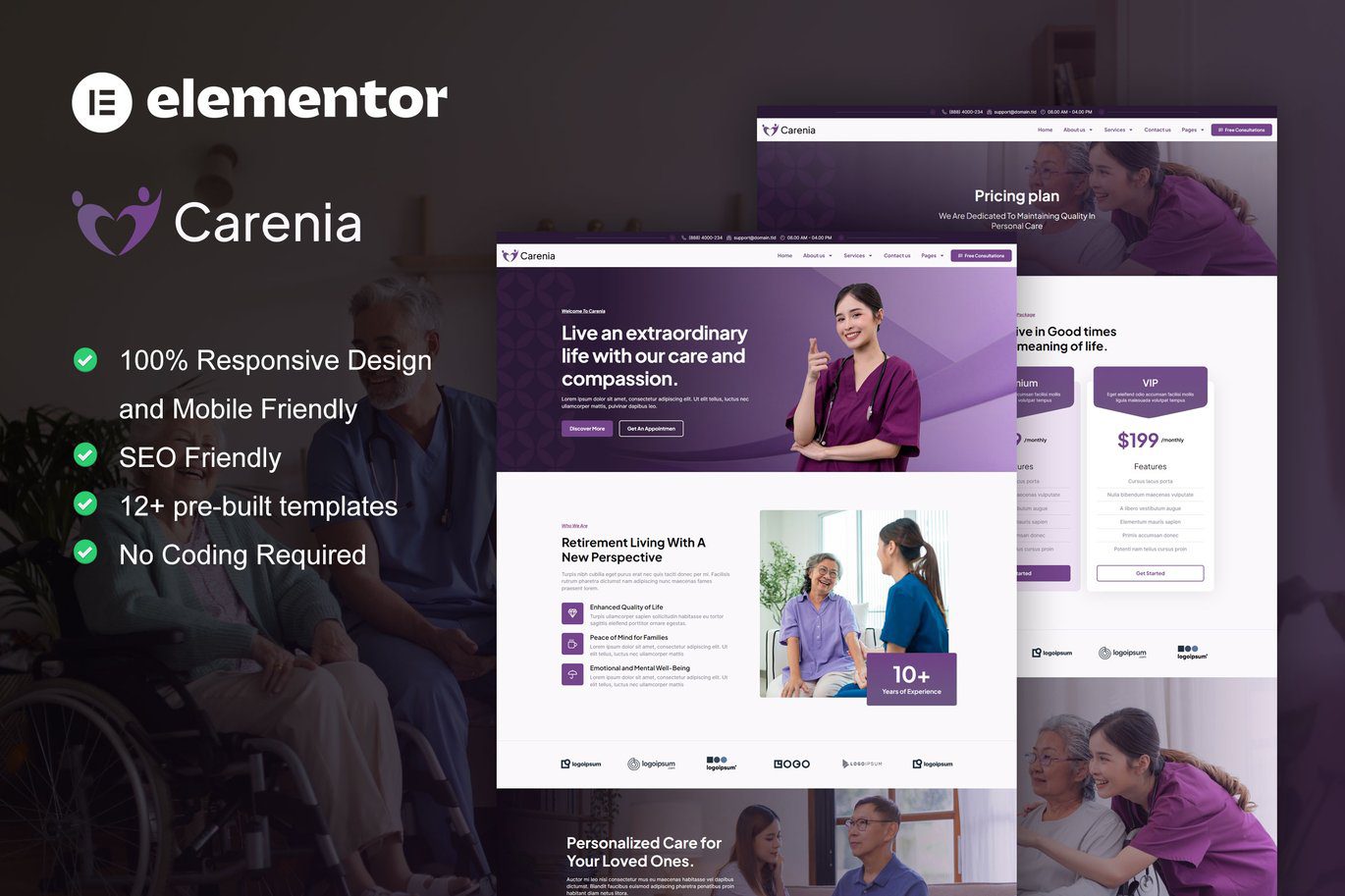 Carenia – Home Care and Private Nursing Services Elementor Template Kit