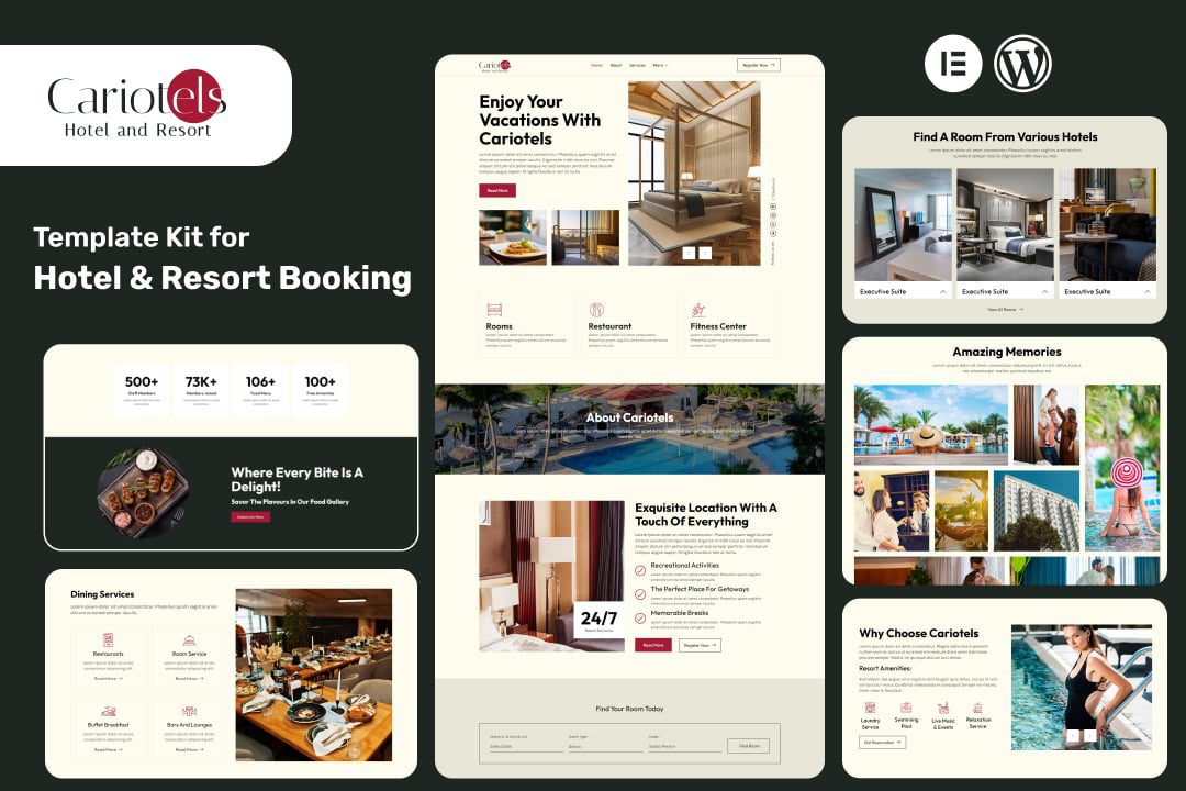 Cariotels – Luxury Hotel and Resort Elementor Template Kit