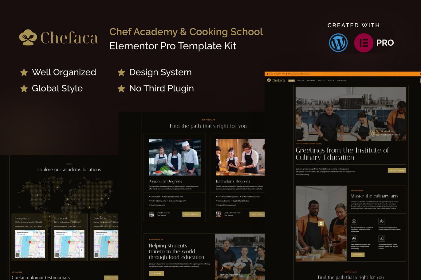 Chefaca – Chef Academy amd Cooking School Elementor Pro Template Kit
