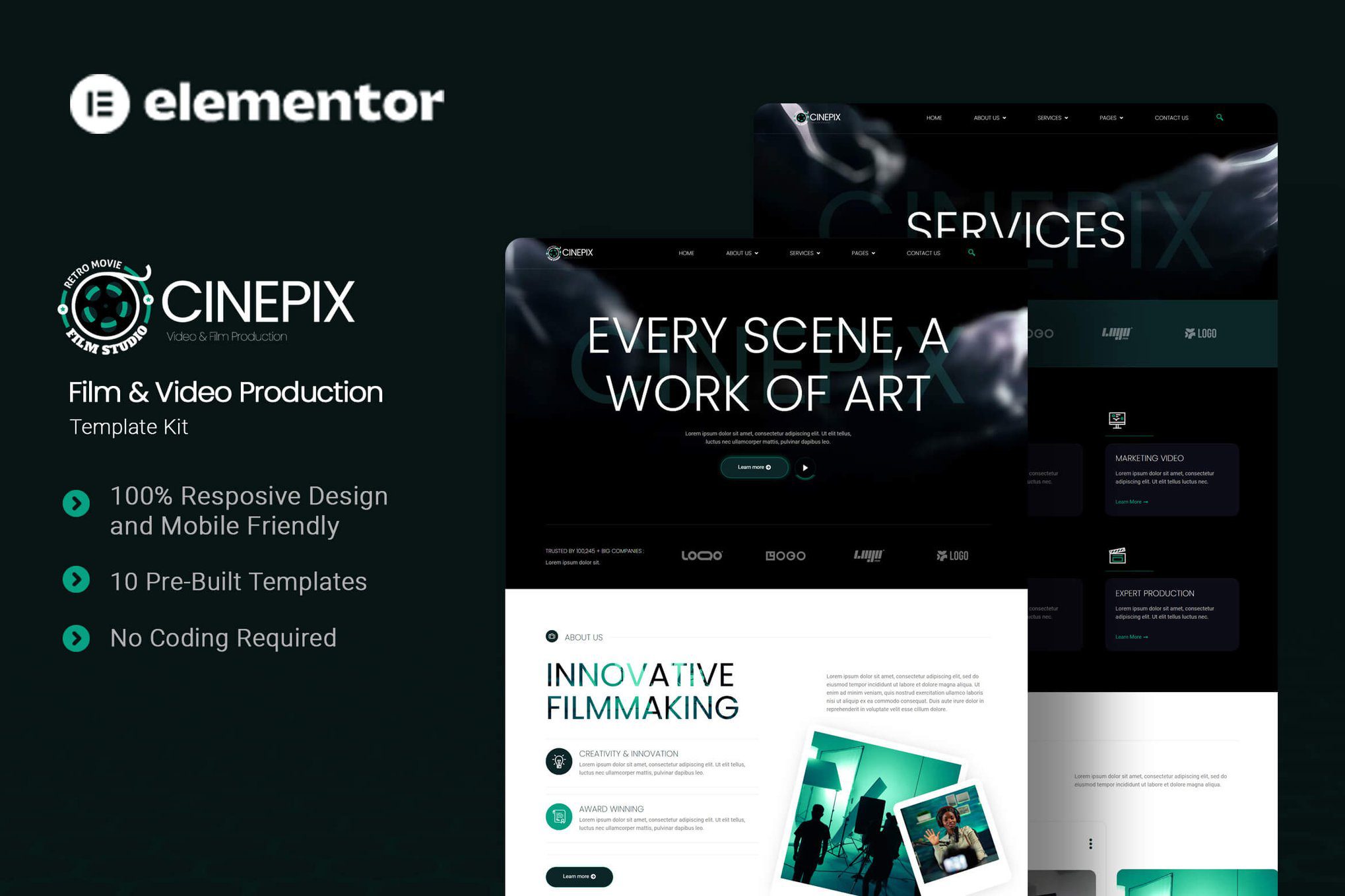 Cinepix – Film and Video Production Elementor Template Kit