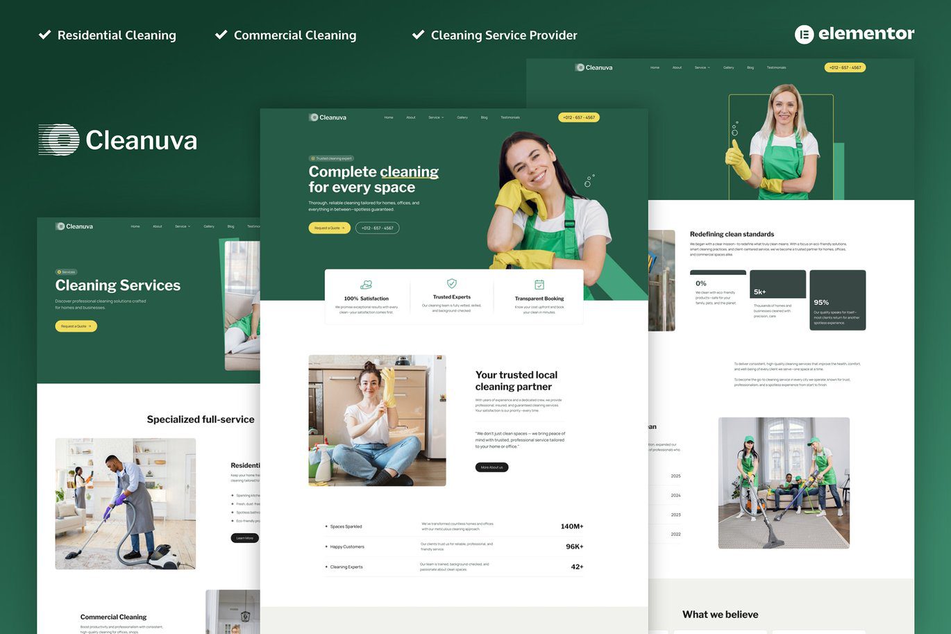 Cleanuva – Cleaning Services Elementor Pro Template Kit