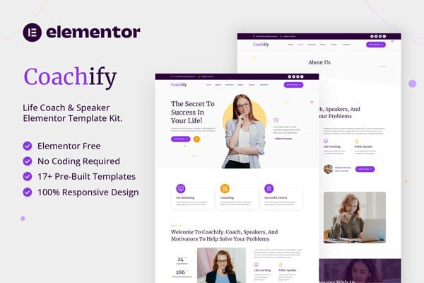 Coachify – Life Coach and Speaker Elementor Template Kit