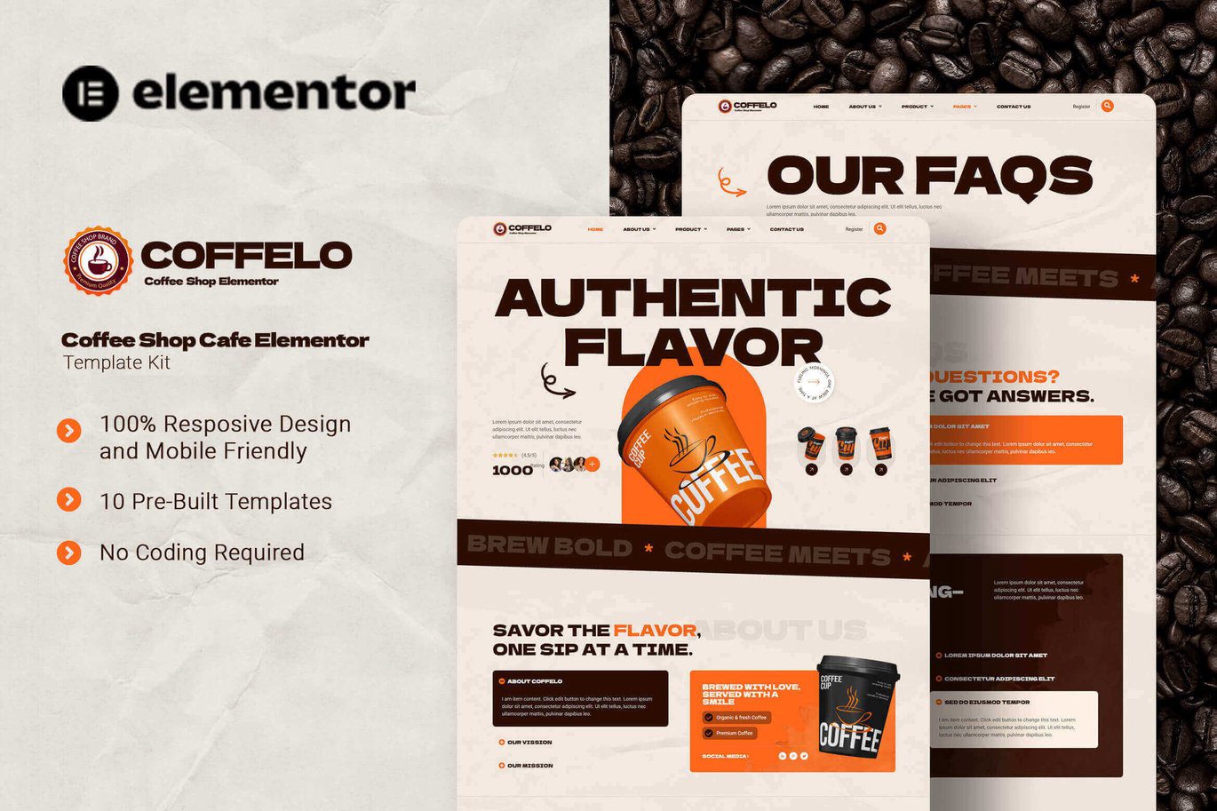 Coffelo – Coffee Shop Cafe Elementor Template Kit