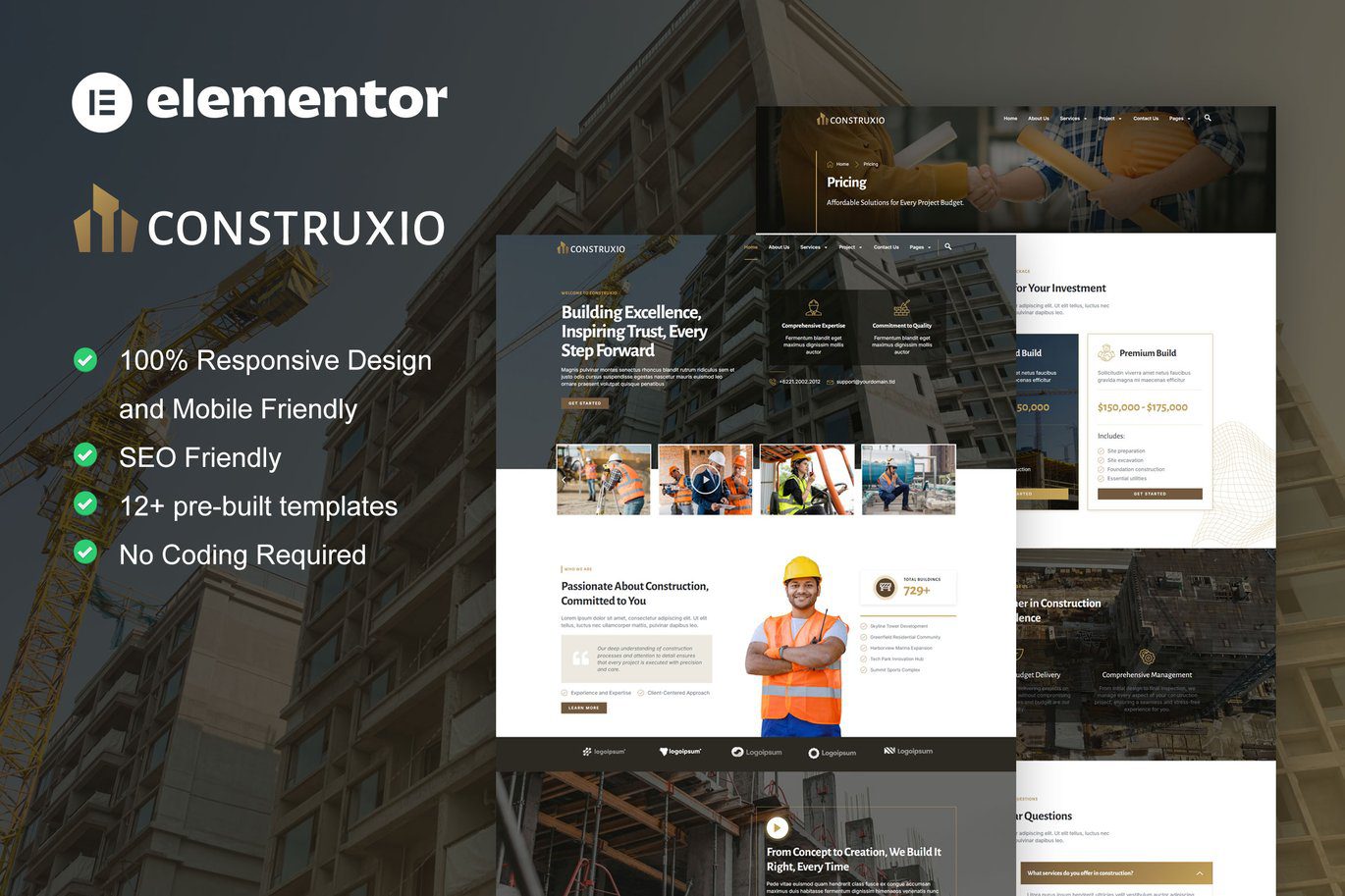 Construxio – Construction and Building Company Elementor Pro Template Kit