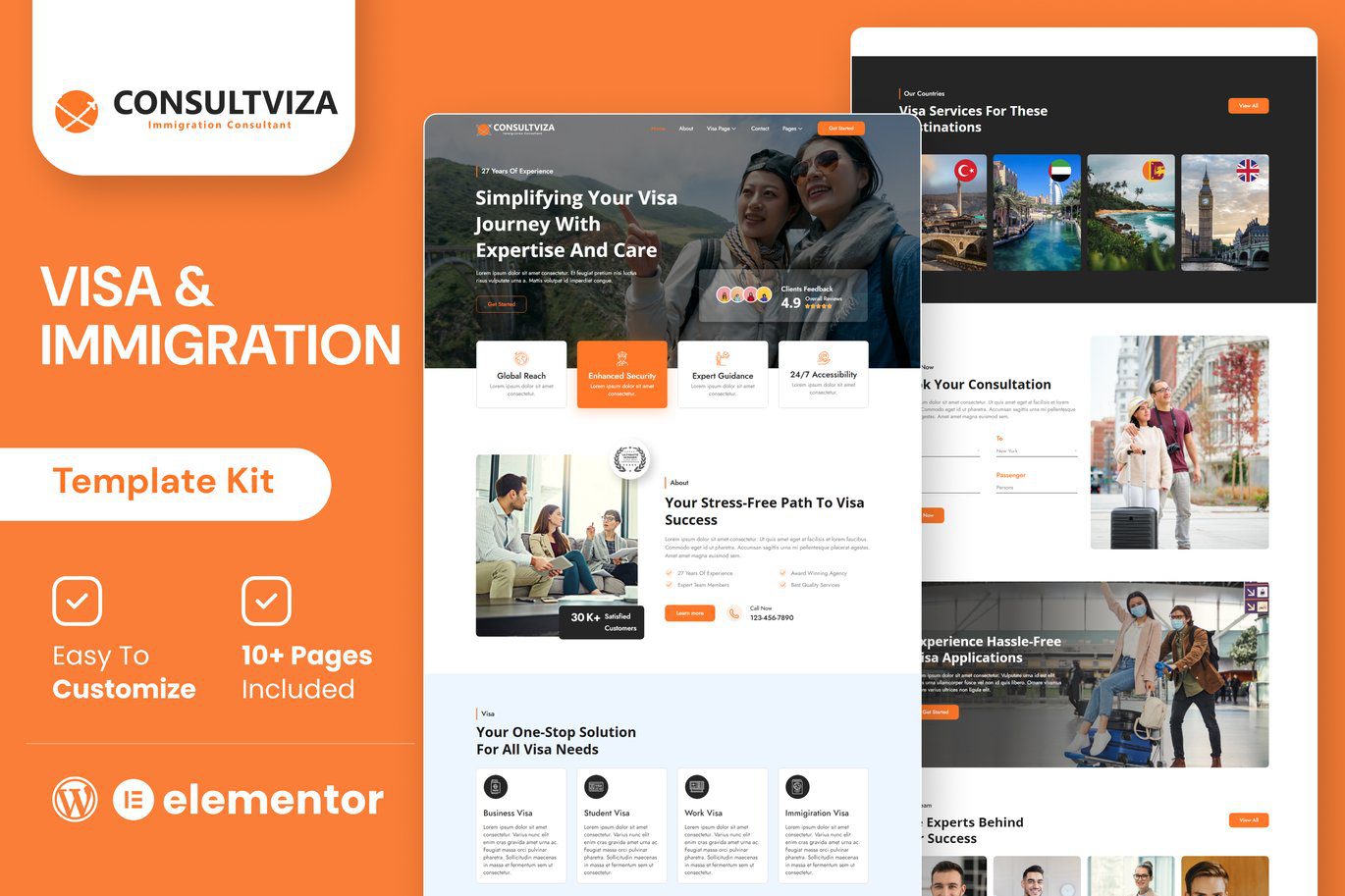 Consultviza – Immigration and Visa Consulting Elementor Template Kit