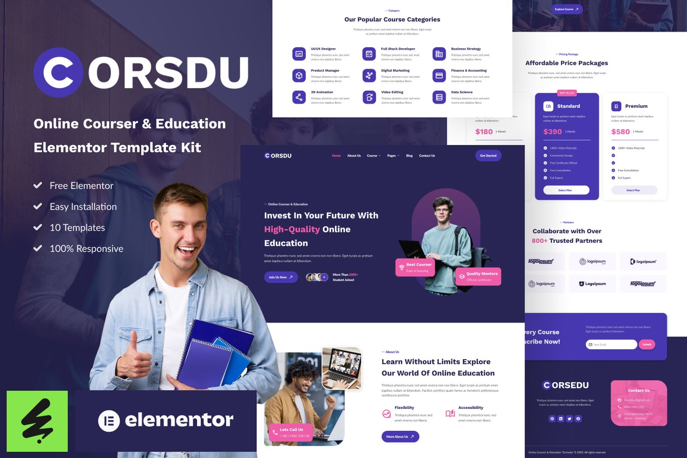 Corsdu – Online Courses and Education Elementor Template Kit