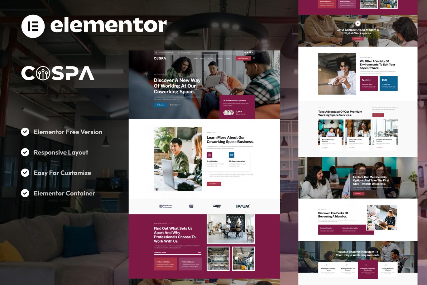 Cospa – Coworking Space and Virtual Office Elementor Template Kit