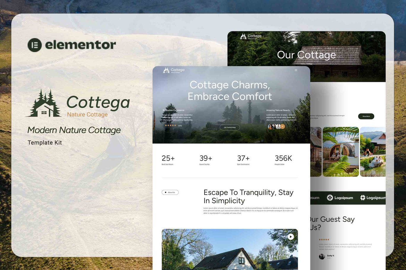 Cottega – Modern Nature Cottage Elementor Template Kit