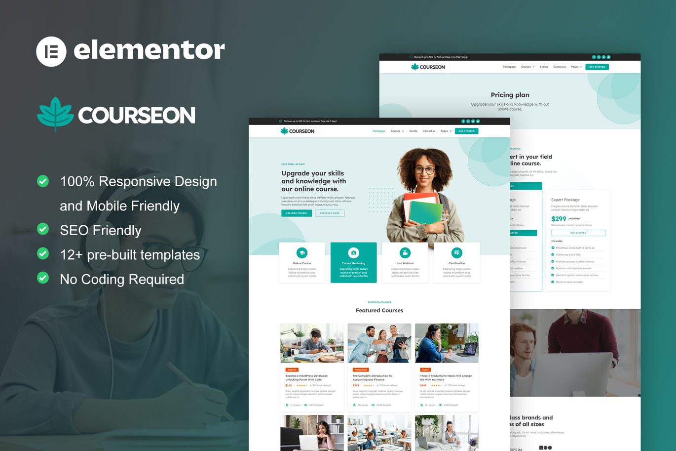 CourseOn – Online Course and Education Elementor Template Kit