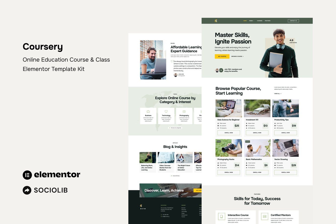 Coursery – Online Education Course and Class Elementor Template Kit