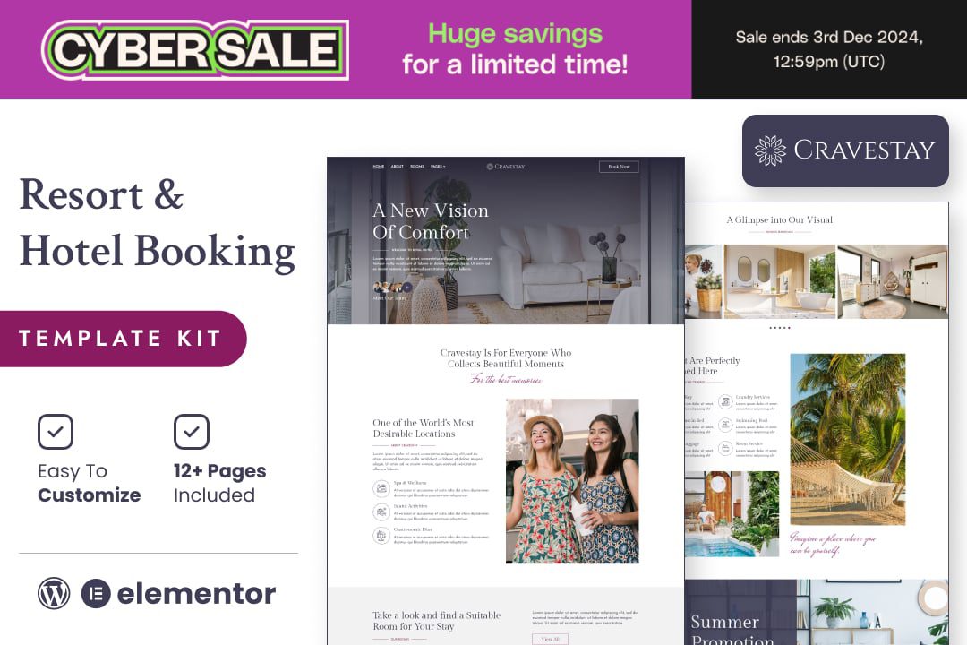 Cravestay – Luxury Hotel and Resort Elementor Template Kit