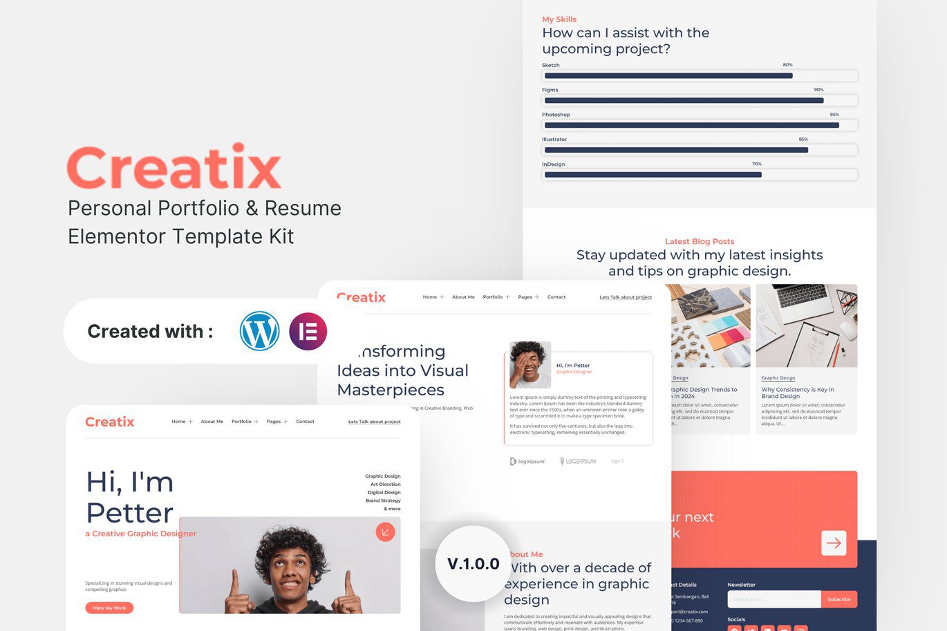 Creatix – Personal Portfolio and Resume Elementor Template Kit