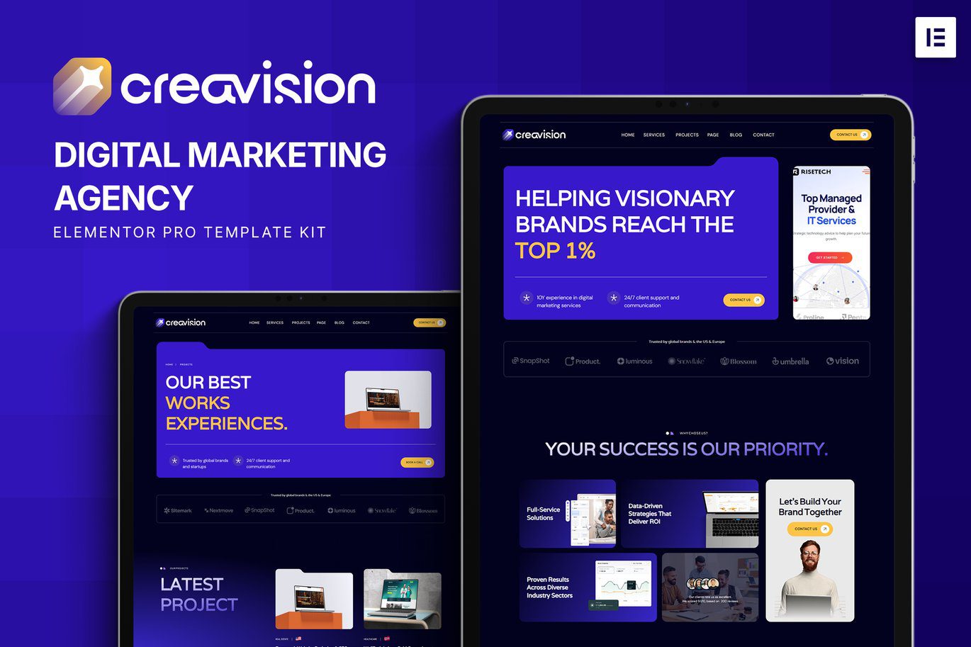 Creavision – Digital Marketing Agency Elementor Pro Template Kit