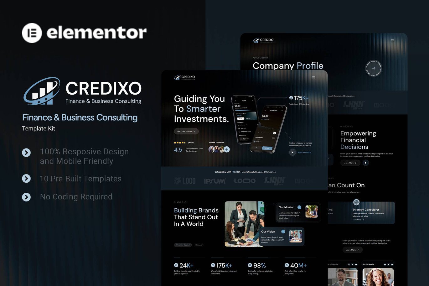 Credixo – Finance and Business Consulting Elementor Template Kit