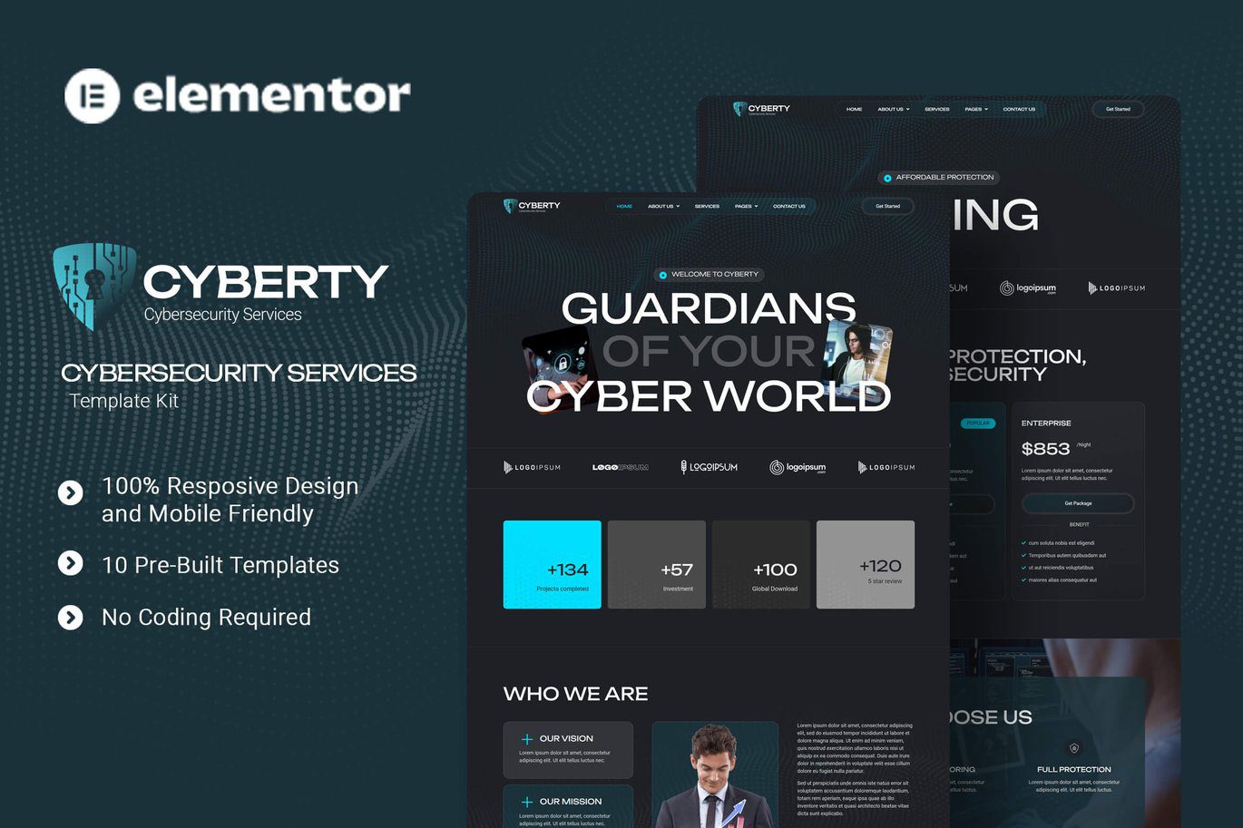 Cyberty – Cyber Security Service Elementor Template Kit