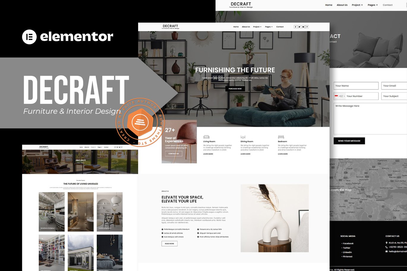 Decraft – Furniture and Interior Design Elementor Template Kit