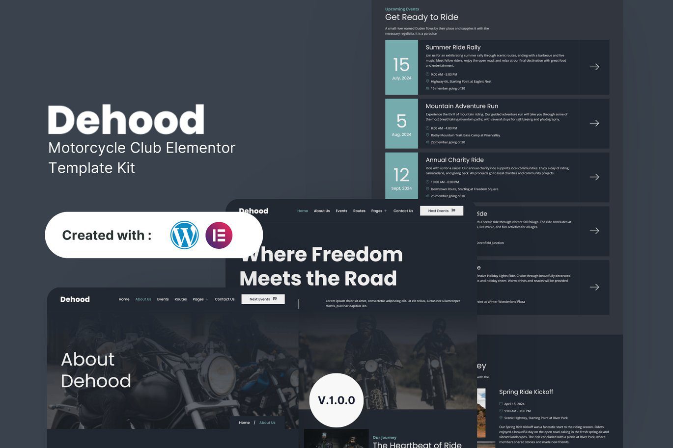 Dehood – Motorcycle Club Elementor Template Kit