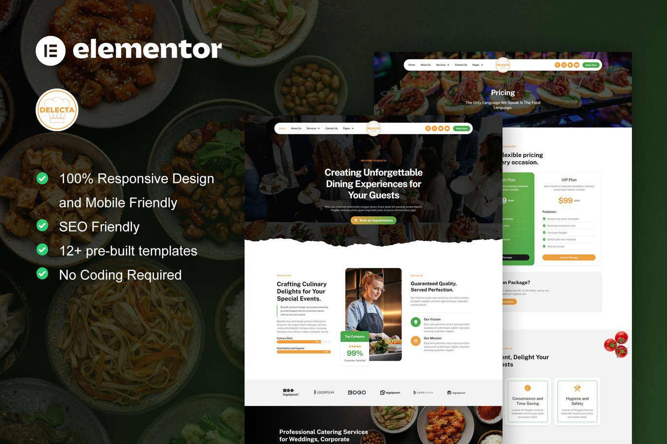 Delecta – Catering Service and Restaurant Elementor Template Kit