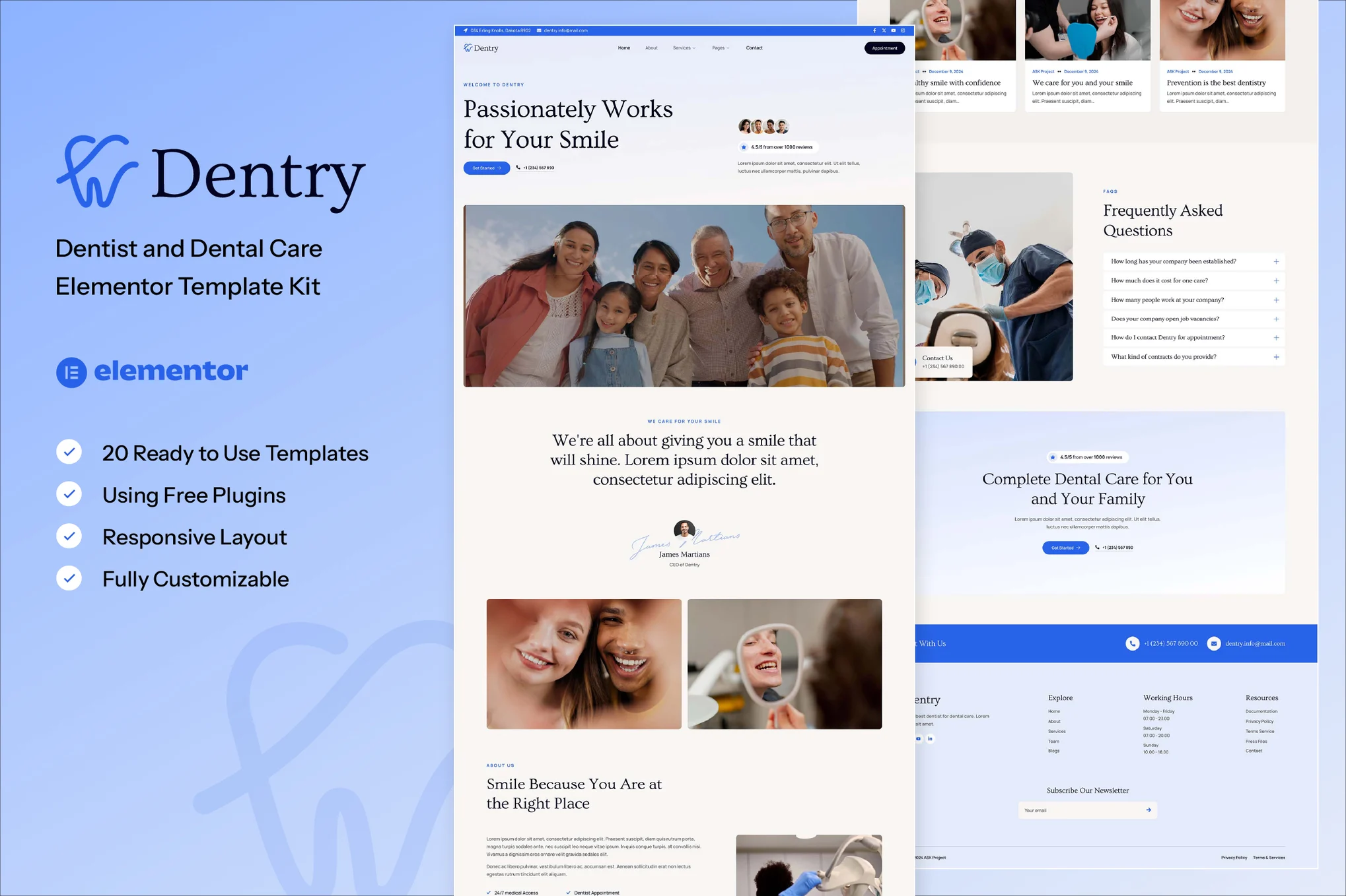 Dentry – Dentist and Dental Care Elementor Template Kit
