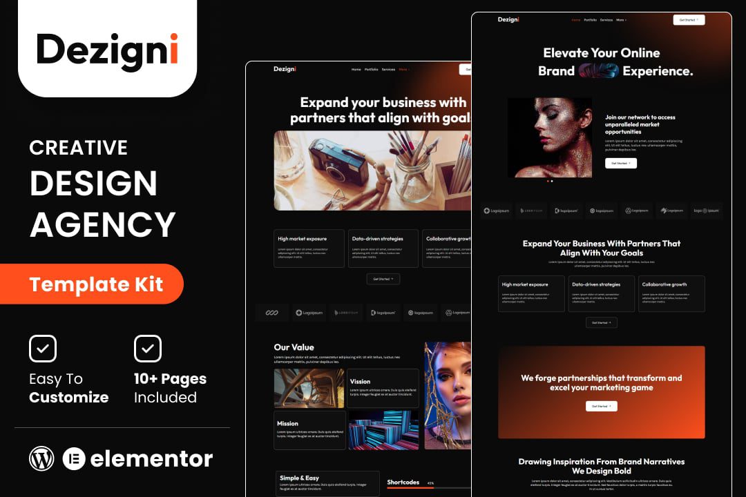 Dezigni – Creative Design Agency and Portfolio Elementor Template Kit